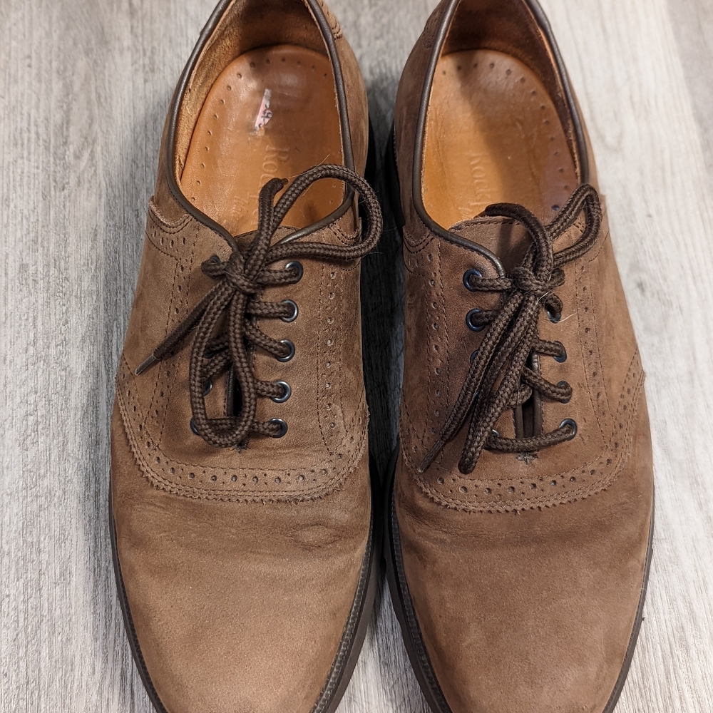 Rockport Mens 10.5W Light Brown Suede Leather Saddle Oxfords Nubuck M5699
